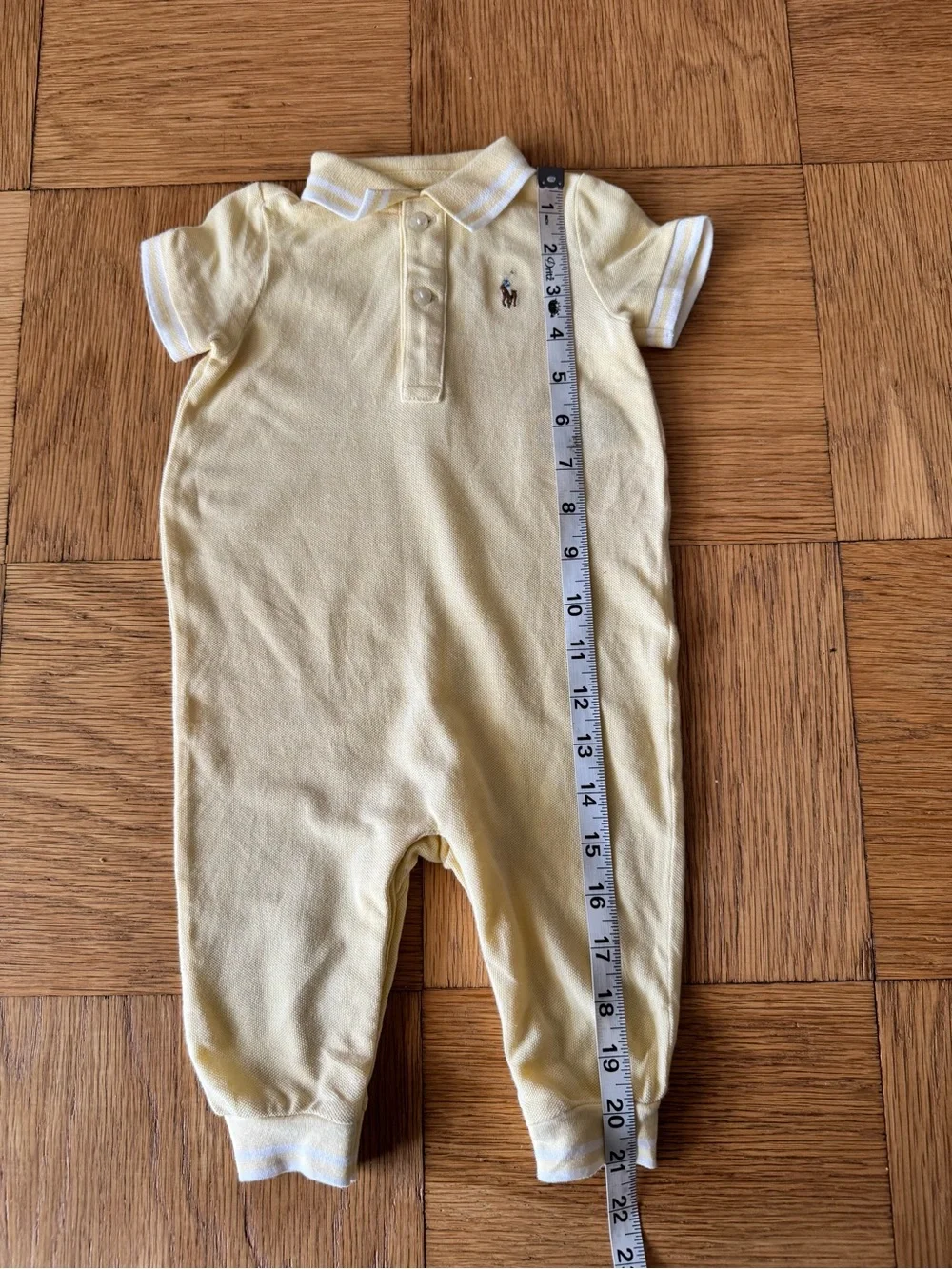 Ralph Lauren Baby 6 Months Yellow Onesie Collared Short Sleeve Preppy Polo